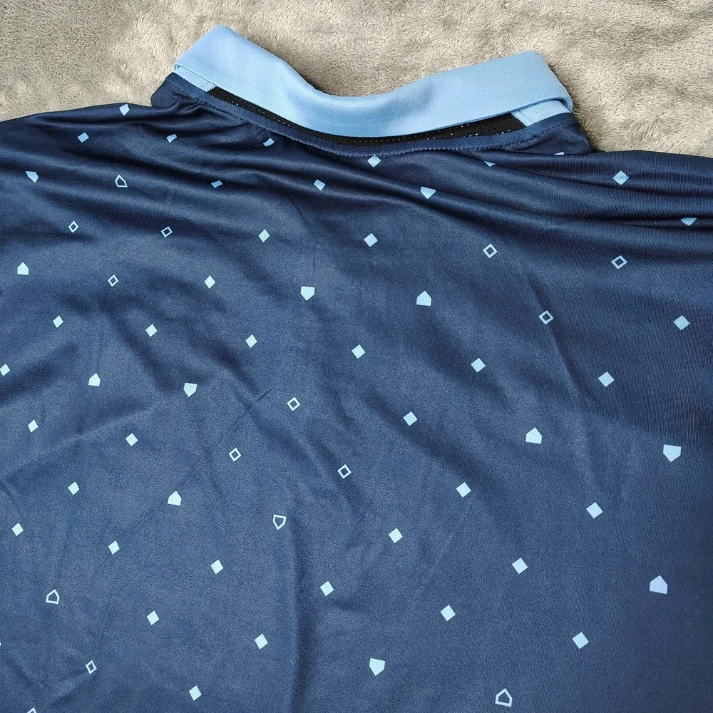 Nike Tampa Bay Rays Polo Shirt Mens 2XL Navy Blue Geometric Dri-FIT Stretch New